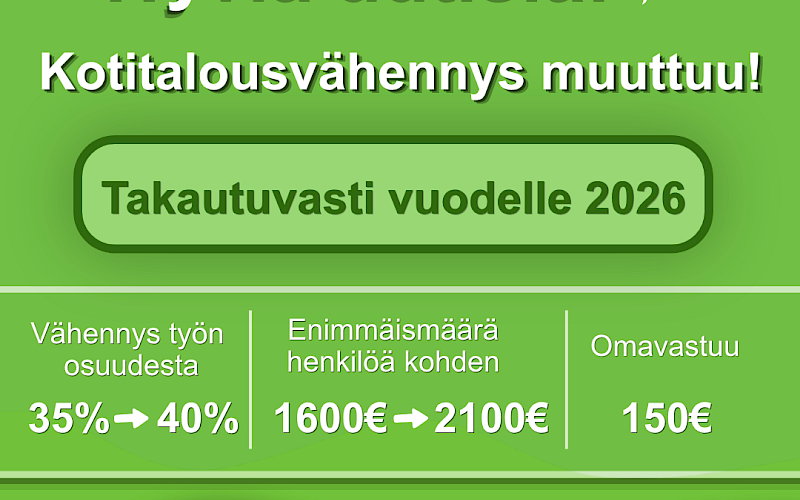 Puhdas Ilo Kotitalousvähennys muuttuu